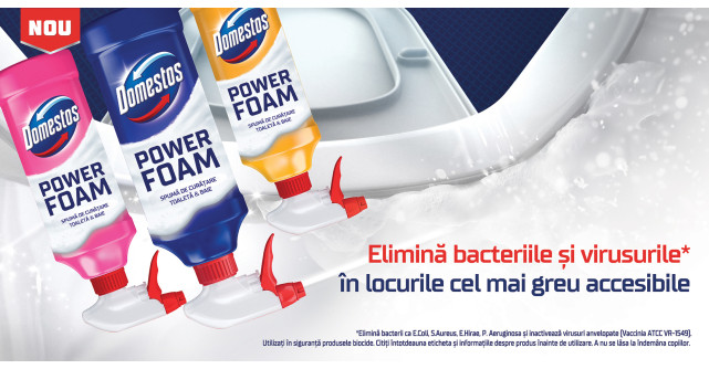Unilever lansează o nouă gamă de produse - Domestos Power Foam duce curățenia în locurile greu accesibile la nivelul următor