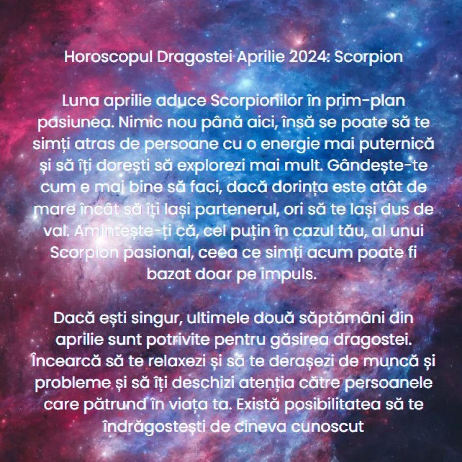 Horoscopul Dragostei Aprilie 2024: Explorăm toate cotloanele sufletului și ne conectăm la nivel emoțional cu cei din jur