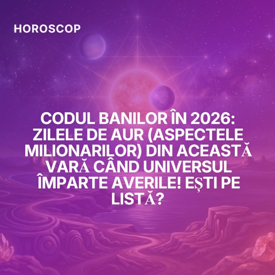CODUL BANILOR ÎN 2026: Zilele de AUR (Aspectele Milionarilor) din această vară când Universul împarte averile! Ești pe listă?