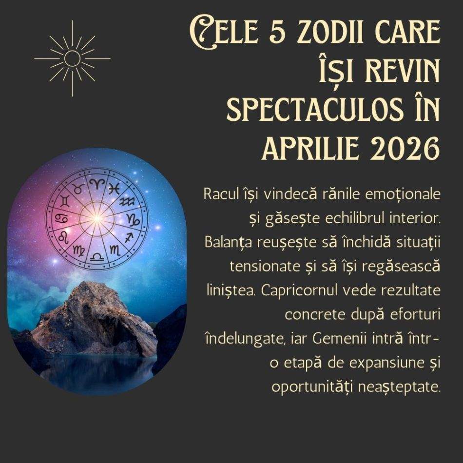 Evenimentele astrologice din aprilie 2026: 5 zodii își revin spectaculos după luni de suferință