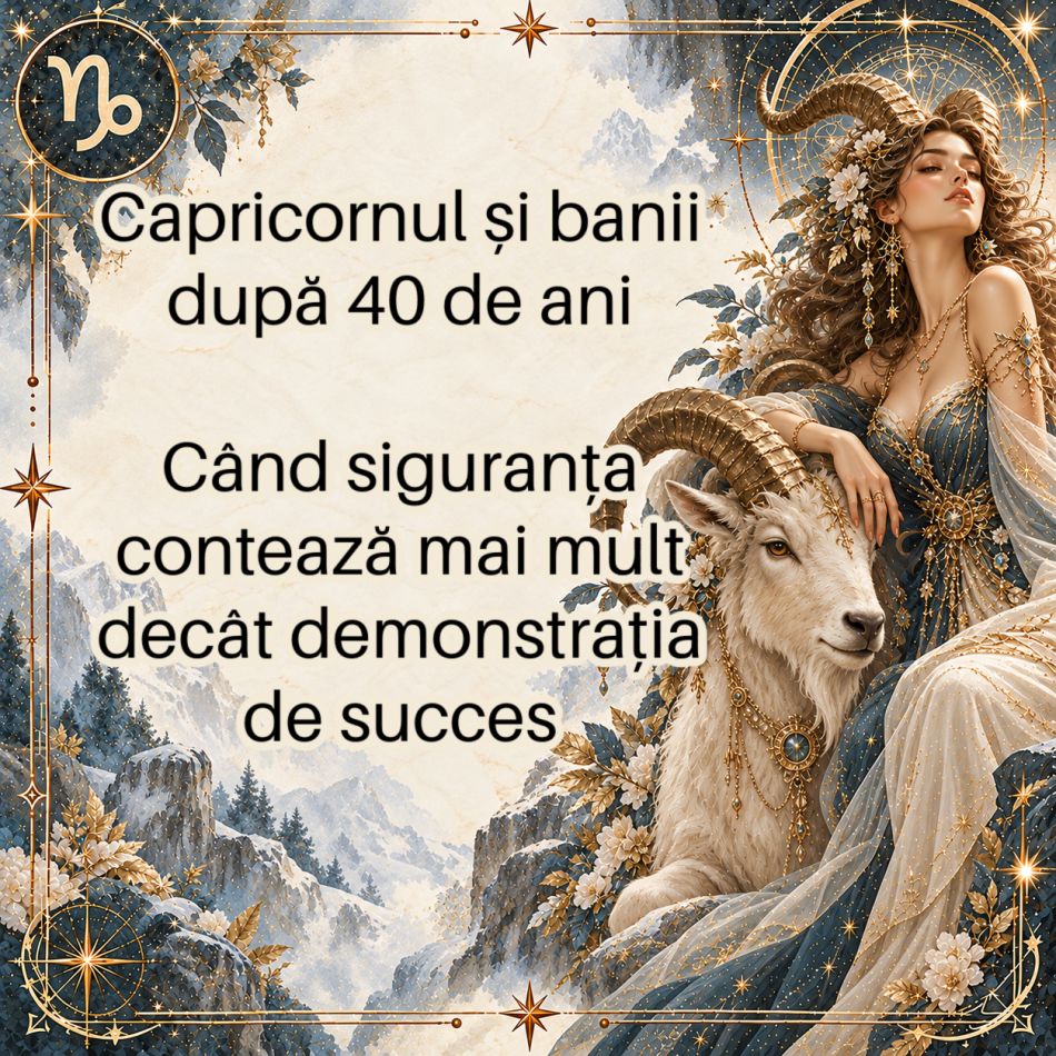 Capricornul și banii după 40 de ani: când siguranța contează mai mult decât demonstrația de succes