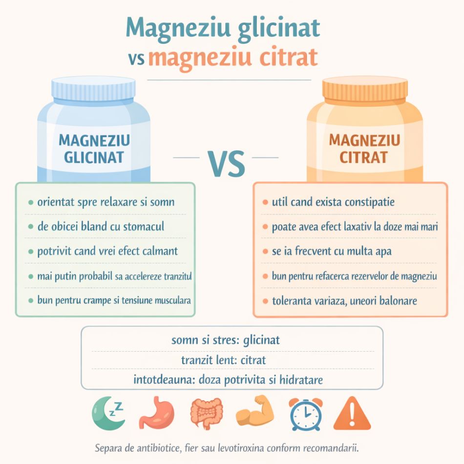 Magneziu glicinat vs magneziu citrat: care sunt diferențele și care ți se potrivește