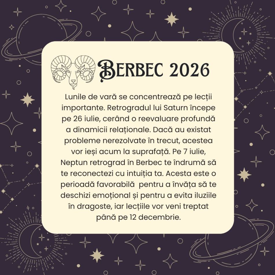 Horoscop BERBEC 2026  – Toate provocările pe care le întâlnești te vor duce mai aproape de triumf 