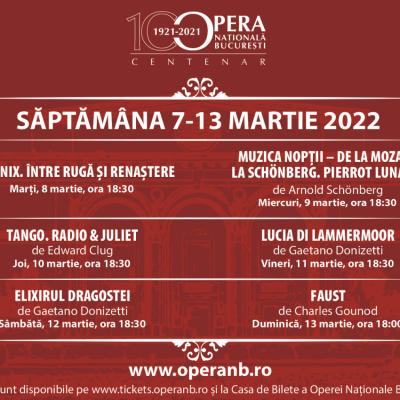PHOENIX. Între rugă și renaștere, Tango. Radio & Juliet, Lucia di Lammermoor, Elixirul dragostei și Faust, pe scena Operei