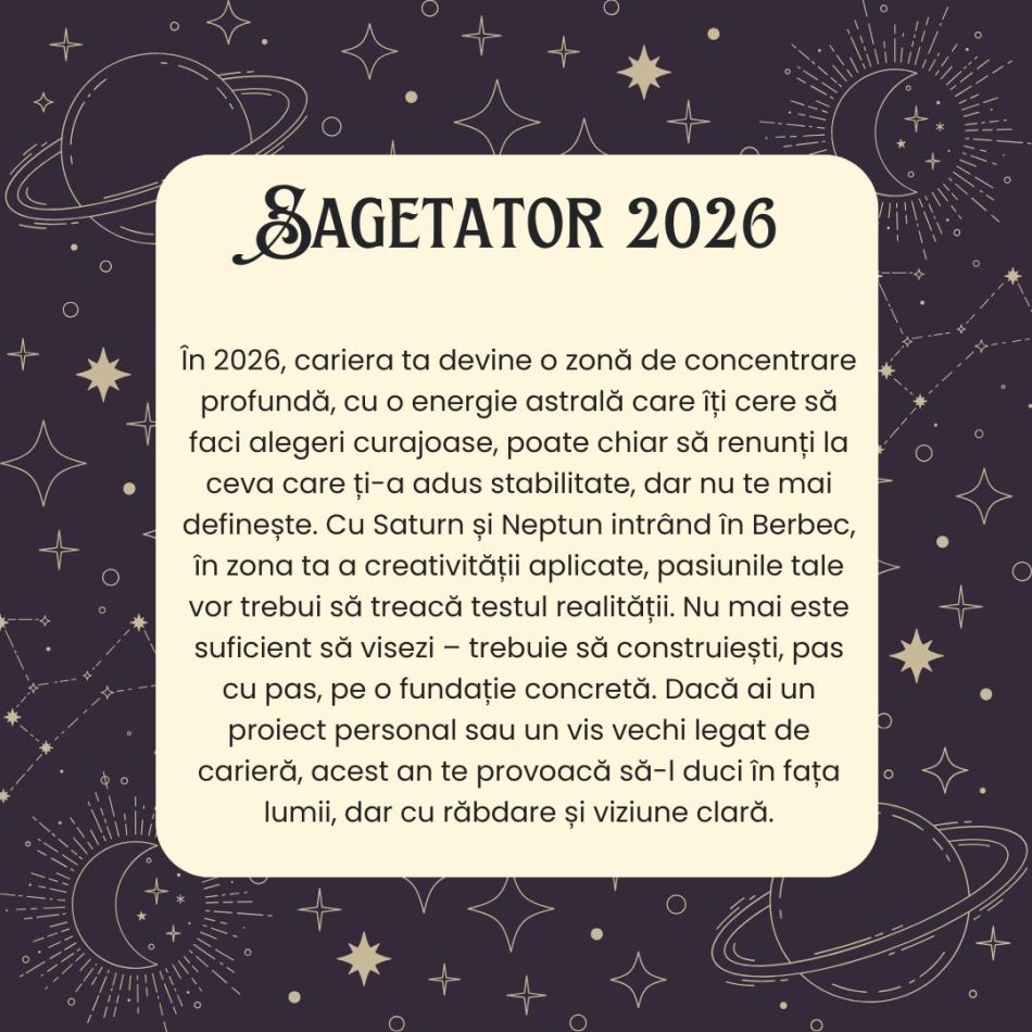 Horoscop Săgetător 2026 – Vei învăța să alegi ceea ce-ți hrănește spiritul, nu doar orgoliul.