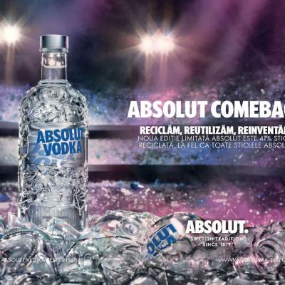Absolut lansează noua ediție limitată Absolut Comeback din 41% sticlă reciclată!