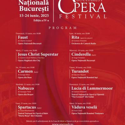 Bucharest Opera Festival, la cea de-a patra ediție, între 15 și 24 iunie, pe scena ONB