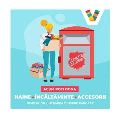 Armata Salvării România primește donații de haine și jucării în containerul special din Veranda Mall