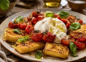 Mămăligă crocantă cu burrata și roșii: Cină simplă și elegantă 