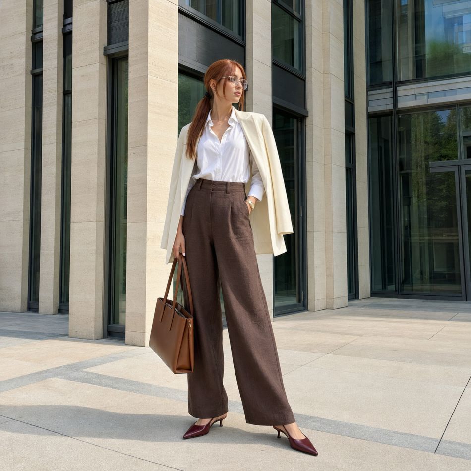 Pantalonii din in în 5 ținute de vară care arată impecabil: cum îi porți cu stil