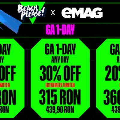 Bilete Beach, Please! cu până la 50% reducere, exclusiv pe eMAG, disponibile timp de 3 zile