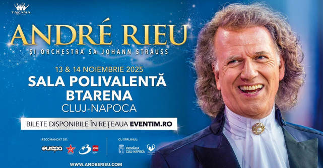 Bilete în vânzare pentru concertele André Rieu: trăiește magia muzicii live, în 2025, la BTarena, Cluj-Napoca!