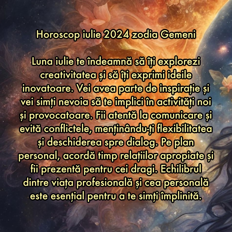 Horoscop iulie 2024. Divinitatea ne ia sub aripa sa și ne conectează cu energia vindecătoare a Cosmosului