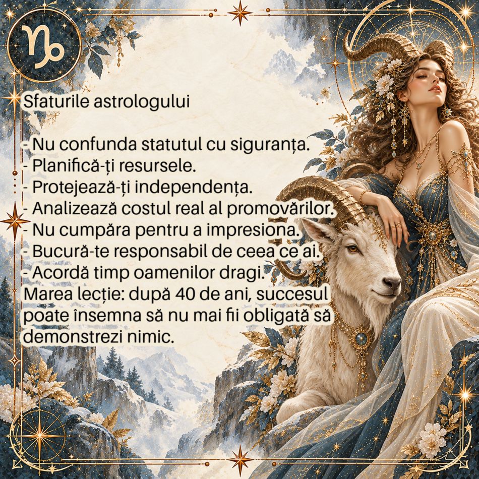 Capricornul și banii după 40 de ani: când siguranța contează mai mult decât demonstrația de succes