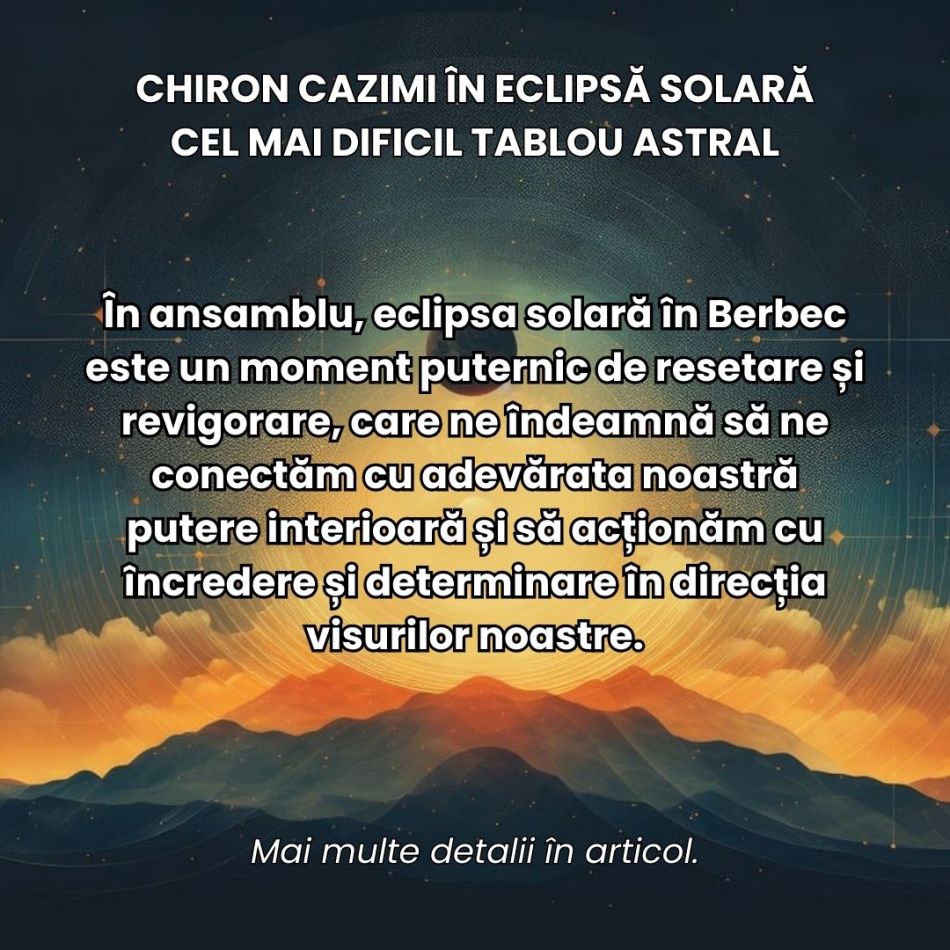 Chiron Cazimi în Eclipsă Solară. Energiile înflăcărate ale Berbecului ancestral ne provoacă în cel mai dificil tablou astral
