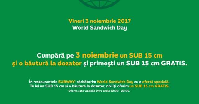 SUBWAY sarbatoreste prima editie a World Sandwich Day in Romania