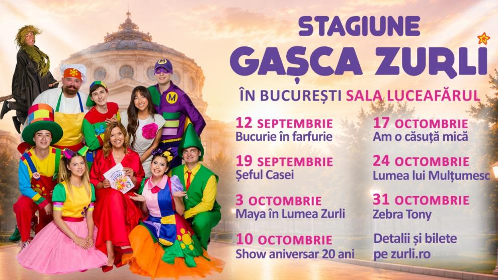 Gașca Zurli anunță o nouă stagiune în București: Spectacolele cele mai îndrăgite de copii și părinți revin pe scenă 