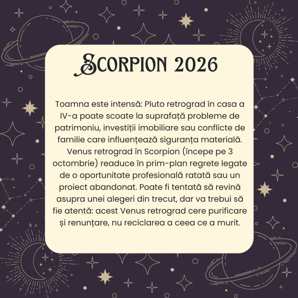 Horoscop SCORPION 2026 – Obstacolele îți testează limitele. Suișurile și coborâșurile te vor ajuta să îți redescoperi nevoile