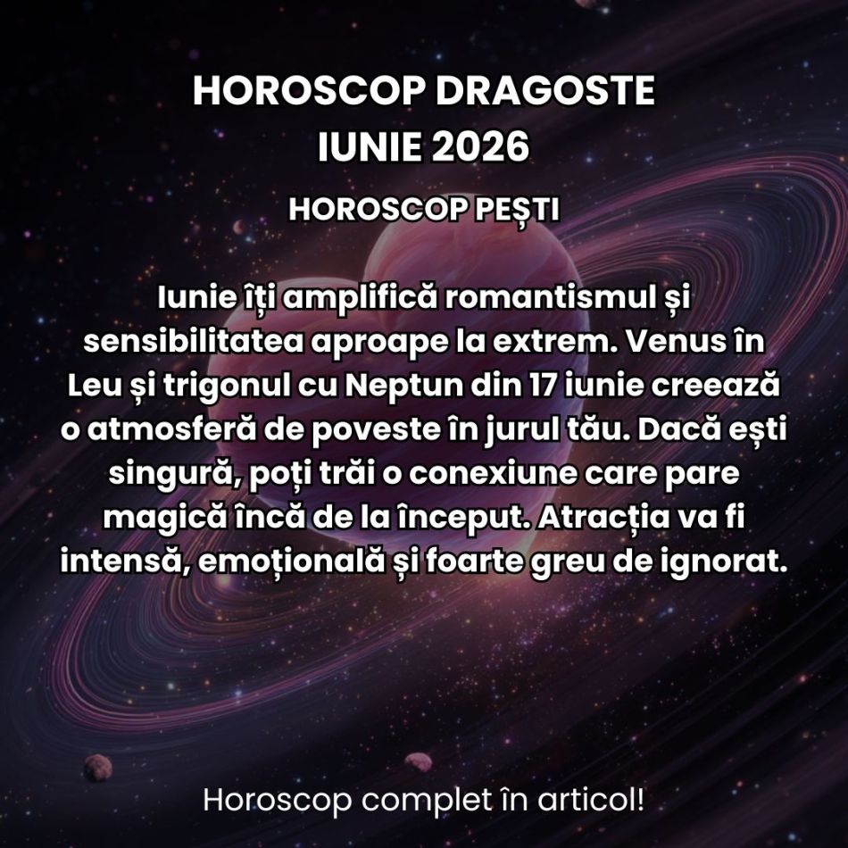 Horoscop dragoste iunie 2026: Prima lună de vară nu duce lipsă de magie romantică. Multe zodii trăiesc povești de neuitat