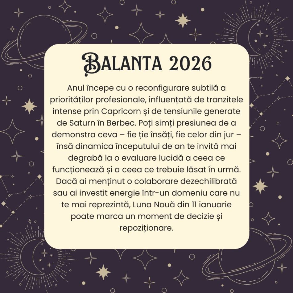 Horoscop BALANȚĂ 2026 – Începi să simți că viața ți se echilibrează încet. Ultimele lecții karmice deschid uși până acum închise