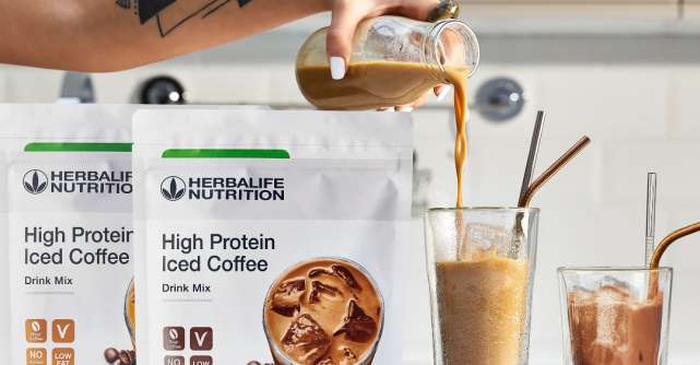 High Protein Iced Coffee - un amestec delicios de cafea 100% Robusta și proteine de calitate