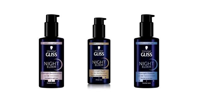 GLISS NIGHT ELIXIR, noul tratament de regenerare a părului pe durata nopții