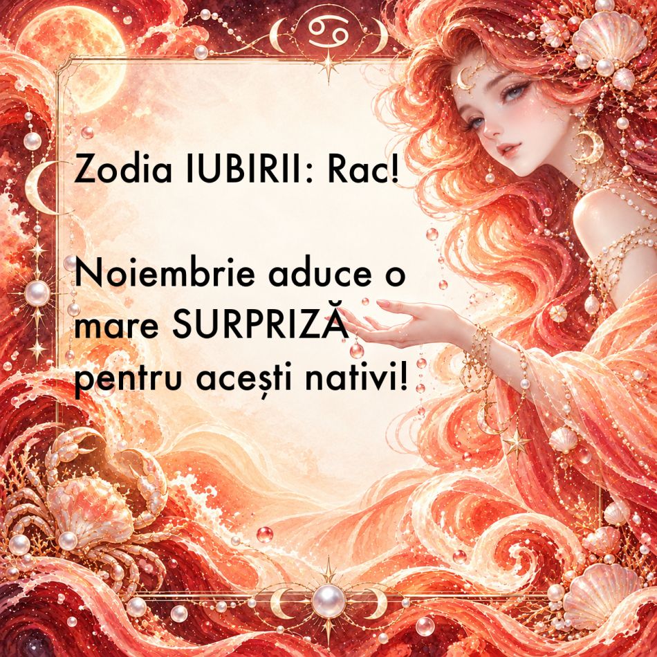 Zodia IUBIRII: Rac! Noiembrie aduce o mare SURPRIZĂ pentru acești nativi!