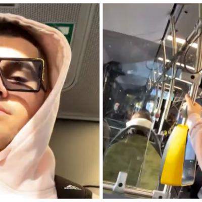 Mario Fresh, iubitul fiicei Andreei Esca, s-a filmat fără mască de protecție în autobuz. El nu ține cont de reguli