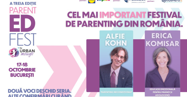 Două vedete ale parentingului internațional, Alfie Kohn și Erica Komisar, vin la ParentED Fest
