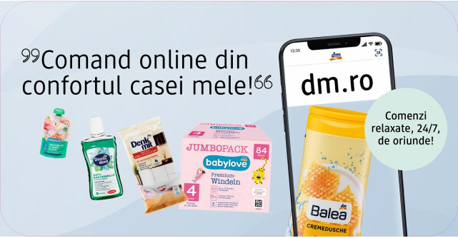 dm drogerie markt anunță lansarea magazinului online  în România