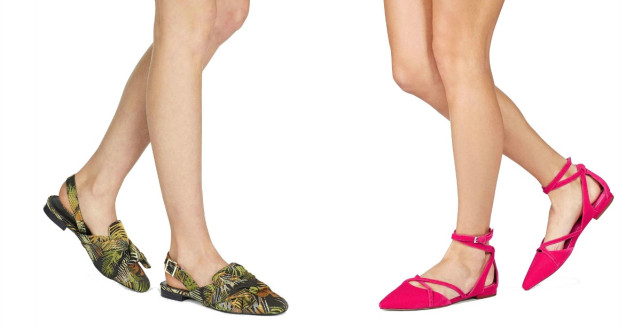 Balerini tip sandale cu varf ascutit si decupaje