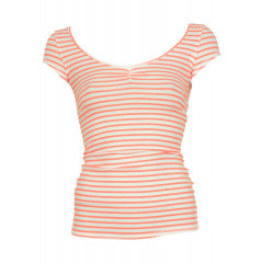 Tricou cu dungi orizontale din bumbac Bershka Premium Pink