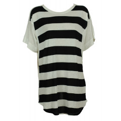 Tricou ZARA in dungi alb-negru Nighty White