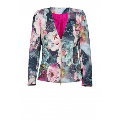 Sacou cu imprimeu floral bleumarin cu roz model V320