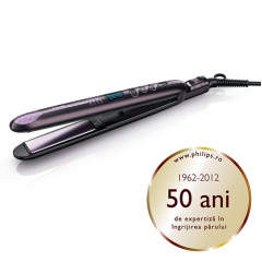 Placa de intins parul Philips ProCare HP8339/00, Cablu 1.80 metri, Placi ceramice, EHD, Temperatura constanta (Violet)