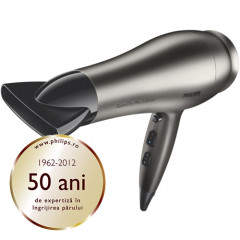 Uscator de par Philips SalonDry Pro HP8251/00, Putere 2300W, 6 trepte de viteza si temperatura, Cablu 2,50 metri, Cool Shot, Ion Conditioning, Ceramic Element (Gri)
