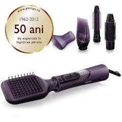 Uscator de par Philips ProCare Airstyler HP8656/00, Putere 1000W, 3 trepte de viteza, Cablu 2 metri, Buton de aer rece, Senzor ThermoProtect (Mov)