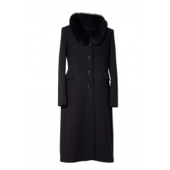 Palton negru din stofa de lana 407