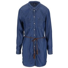 Rochie din denim albastru tip camasa cu maneci lungi Only Henna