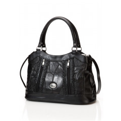 Geanta de piele cu fermoare "Patch" bonprix