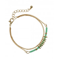 Bratara aurie cu margele verzi