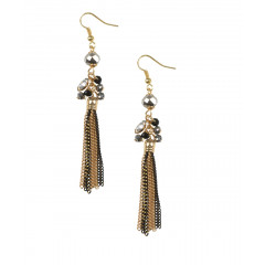 Cercei cu lanturi negre si aurii