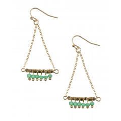 Cercei aurii cu margele verzi