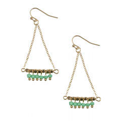Cercei aurii cu margele verzi