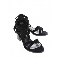 Sandale negre cu toc mic si barete pe ghezne Miss Selfridge