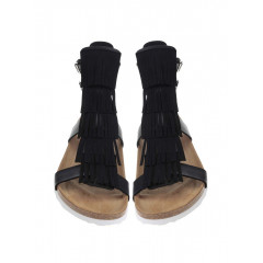 Sandale negre cu franjuri
