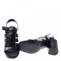 Sandale negre cu toc gros