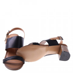 Sandale negreu cu toc gros