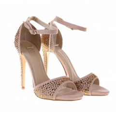 Sandale elegente, cu toc, roz prafuit