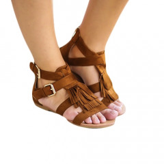 Sandale maro cu franjuri